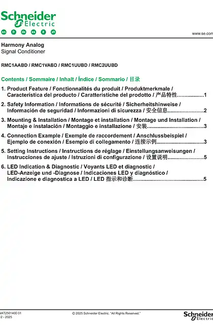 schneider施耐德Harmony Analog Signal Conditioner_说明书